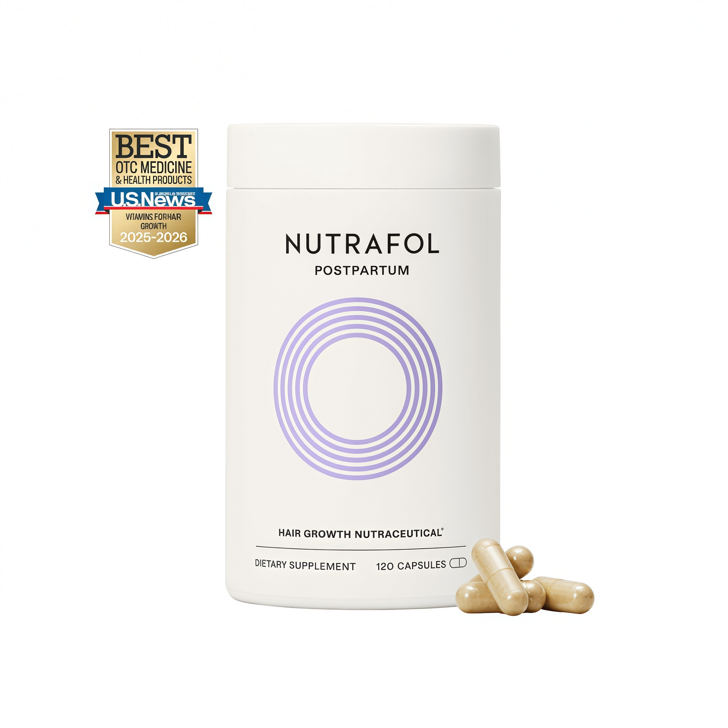 Nutrafol Postpartum Hair Growth Supplements, Clinically Tested for Visibly Thicker Hair and Less Shedding, Breastfeeding-friendly - 1 Month Supply